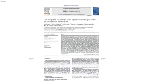 Local management and landscape drivers of pollination and biological control services in a Kenyan agro-ecosystem
